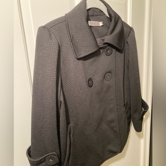 NWT Sunny Girl Woman’s Large Black Coat Jacket Cropped Short Buttons - Picture 3 of 9